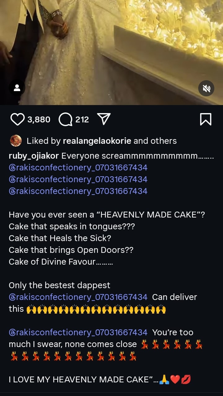 Ruby Ojiakor shows off her massive wedding cake