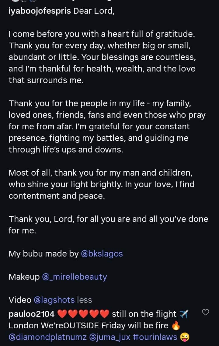 Iyabo Ojo thanks God for her man and children