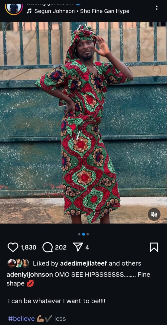 Adeniyi Johnson dresses like a woman