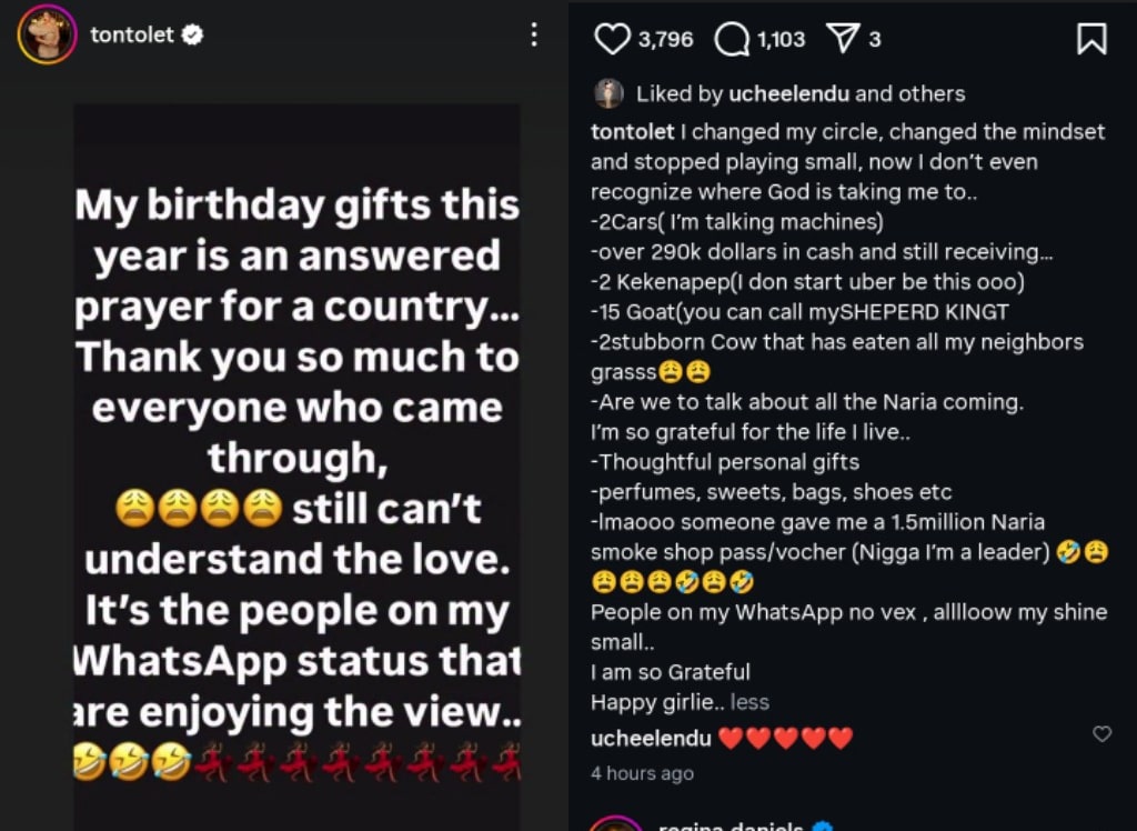 Tonto Dikeh receives cows and goats ahead of birthday