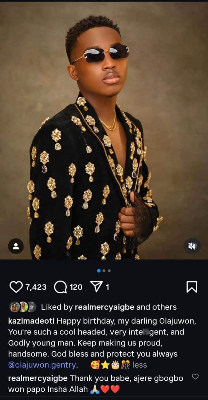 Mercy Aigbe appreciates Kazim Adeoti over birthday message to her son