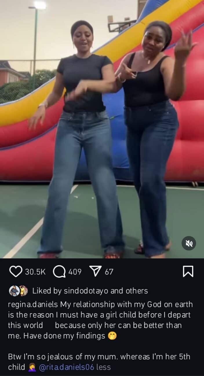 Regina Daniels says her mother is the reason she must have a girl