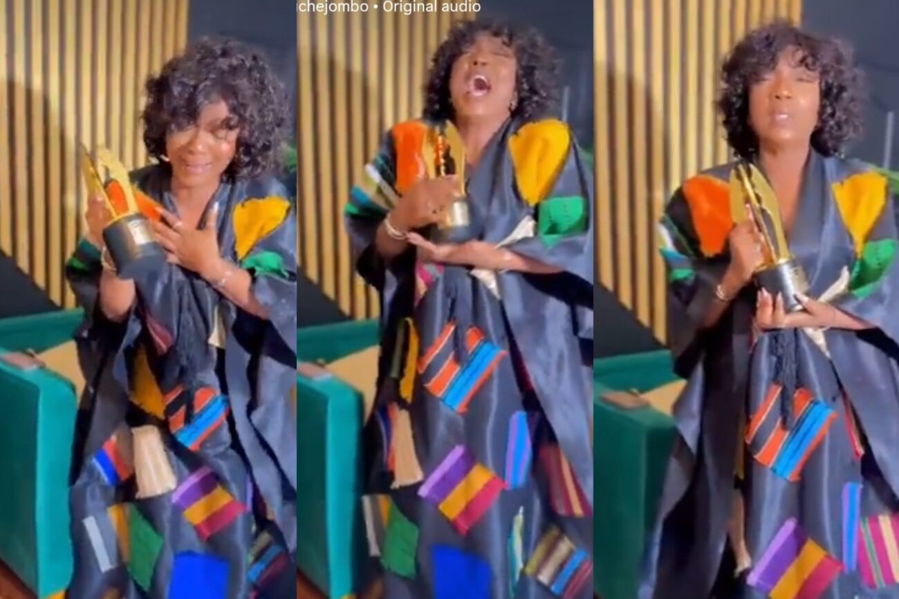Uche Jombo delivers Chioma Akpotha's AMVCA plaque