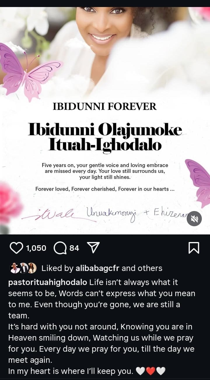 Ituah Ighodaro remembers Late Ibidun on 5th remembrance