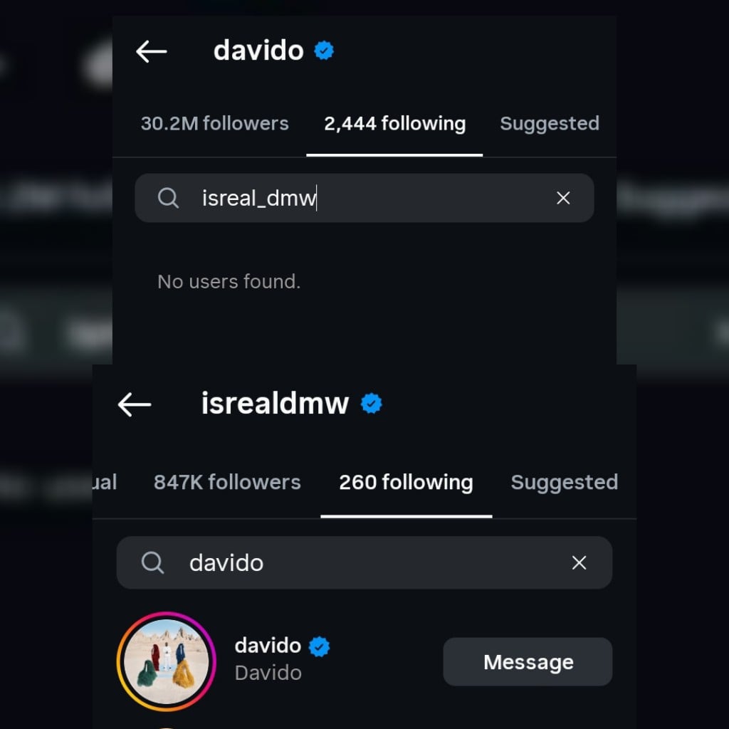 Davido unfollows Israel DMW