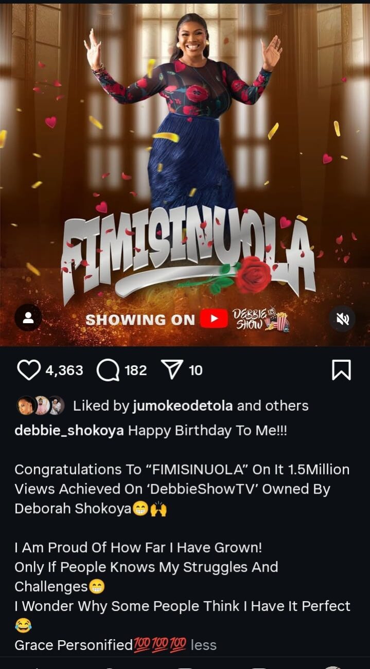 Debbie Shokoya rejoices as her movie hit 1.5 million