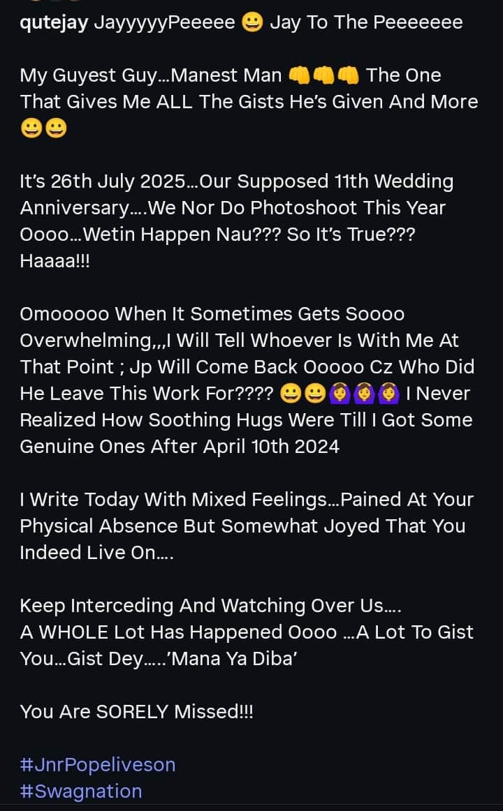 Junior Pope's wife celebrate 11th wedding anniversary