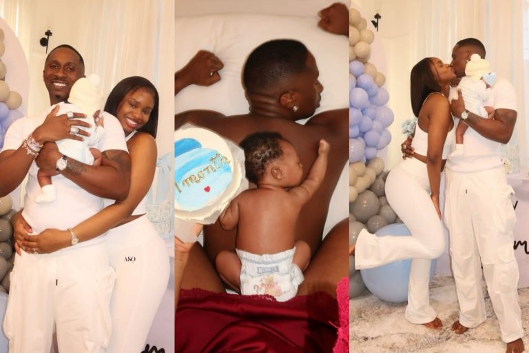 Priscilla Ojo shares lovely family photos as she reunites with Juma Jux to celebrate son as he turns one month