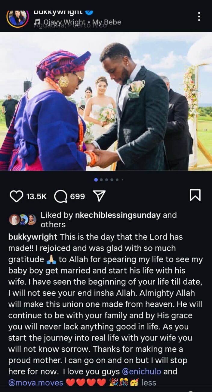 Bukky Wright son weds