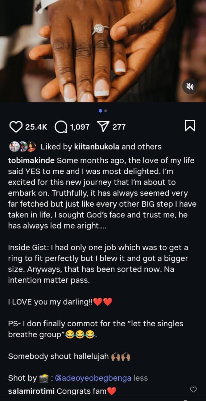 Tobi Makinde proposes to his woman