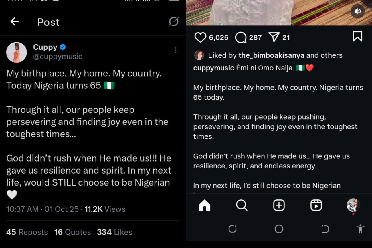 DJ Cuppy celebrates Nigeria at 65