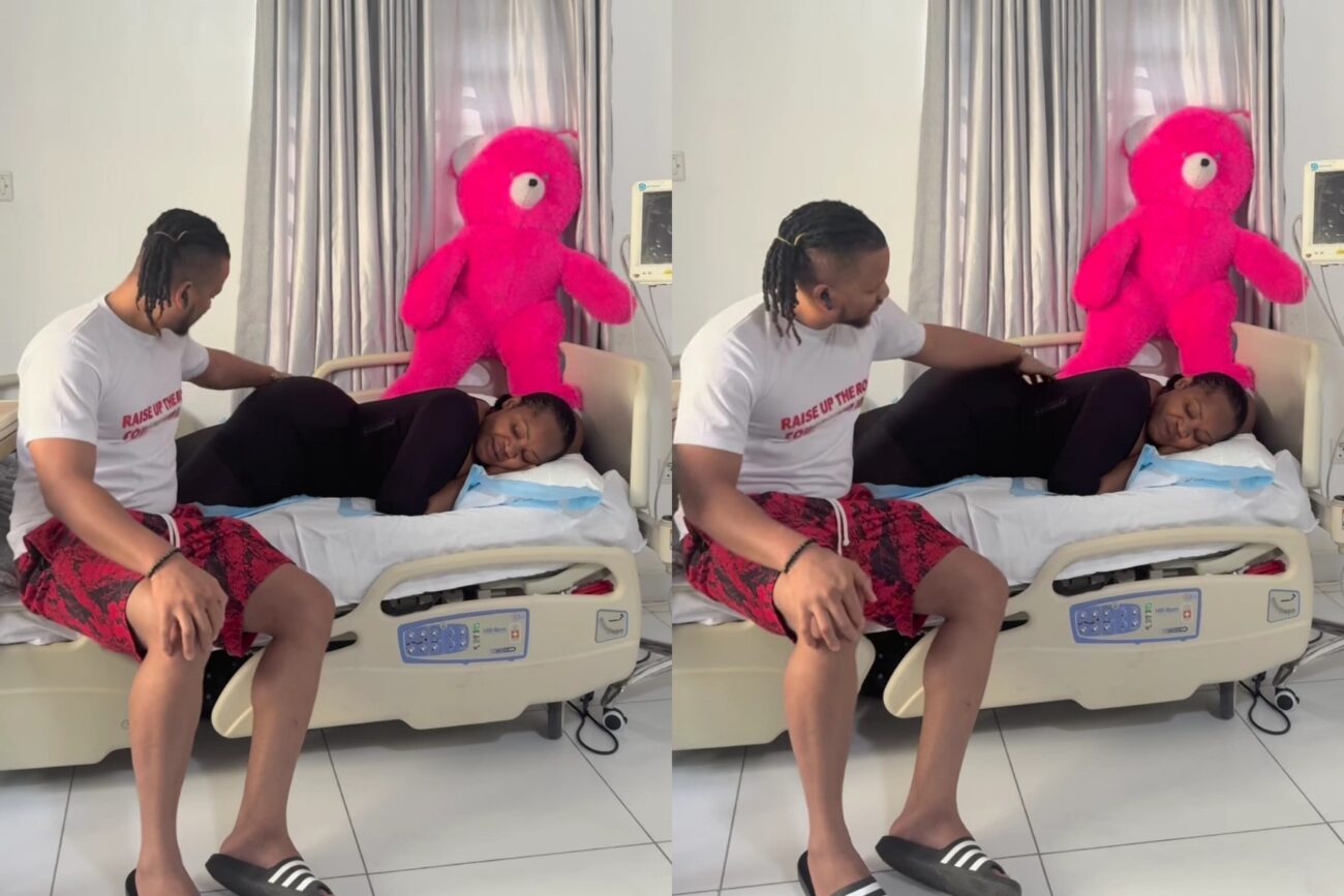 Uche Ogbodo husband visits her after surgery