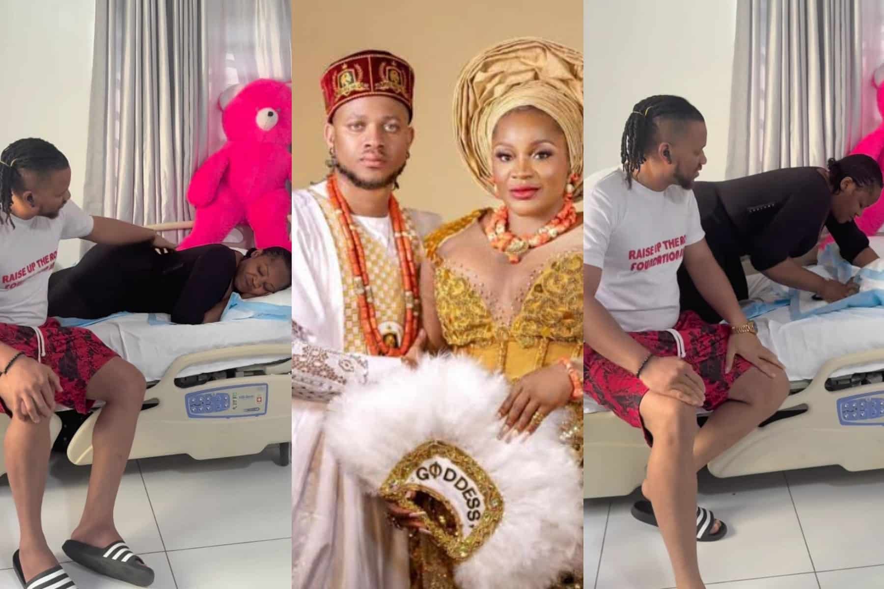 Uche Ogbodo husband visits her after surgery
