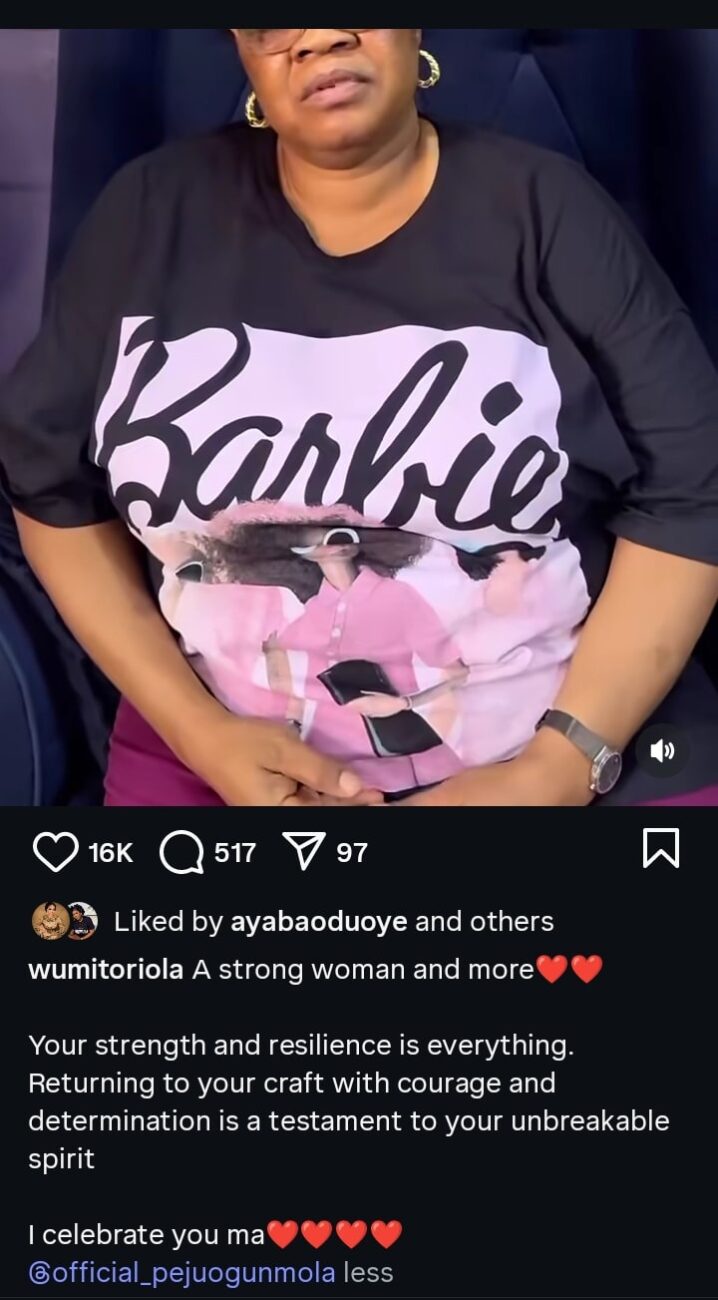 Wumi Toriola hails Peju Ogunmola