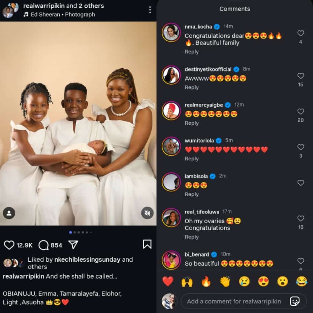 Warri Pikin unveils newborn daughter