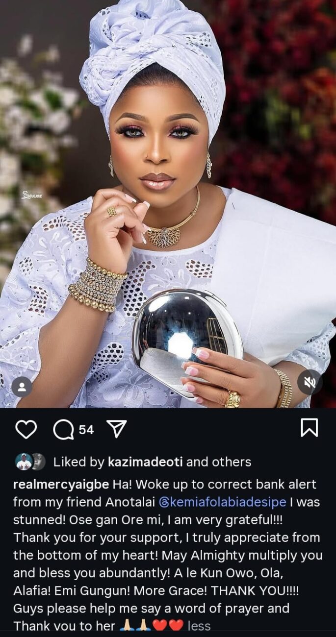 Mercy Aigbe wakes up to alert from Kemi Afolabi