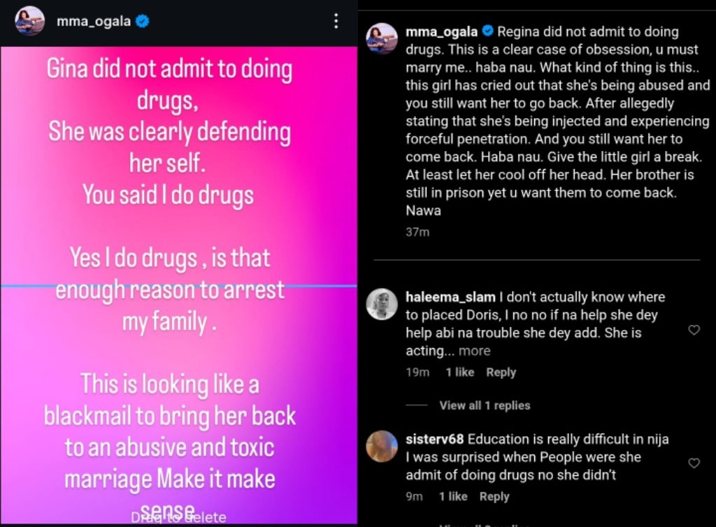 Doris Ogala clarifies Regina Daniels drug use