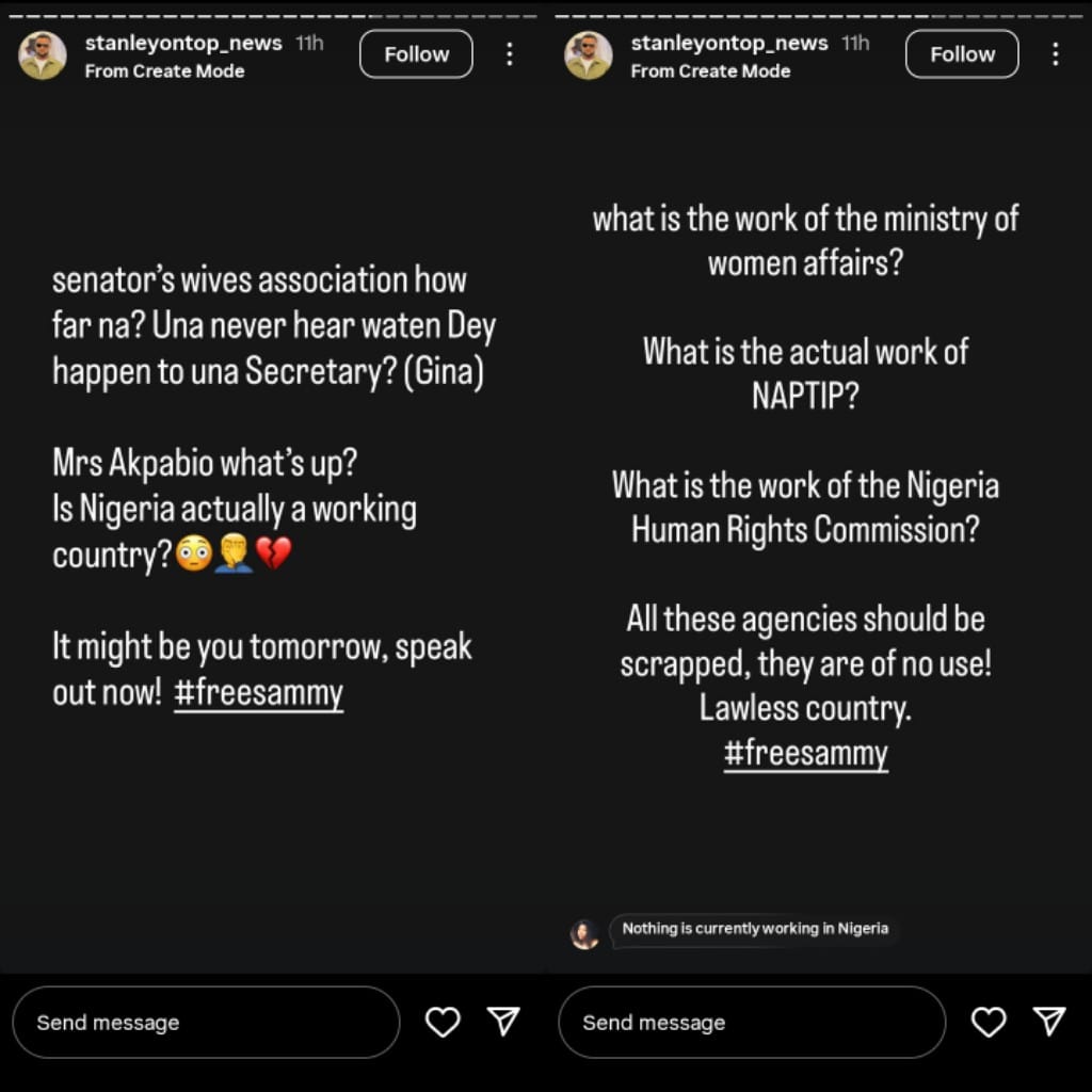 Stanley Ontop calls out wives of Nigerian senators