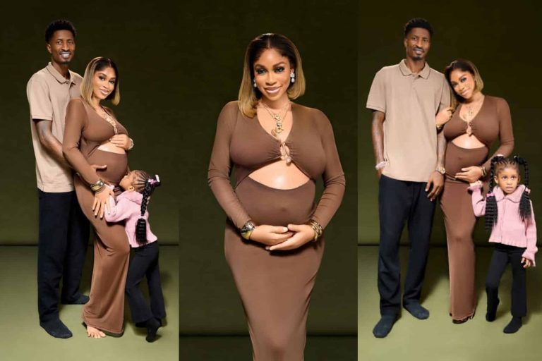 “We prayed for more love and God gave us you” – Yetunde Barnabas writes note to newborn son as she shares family maternity photos