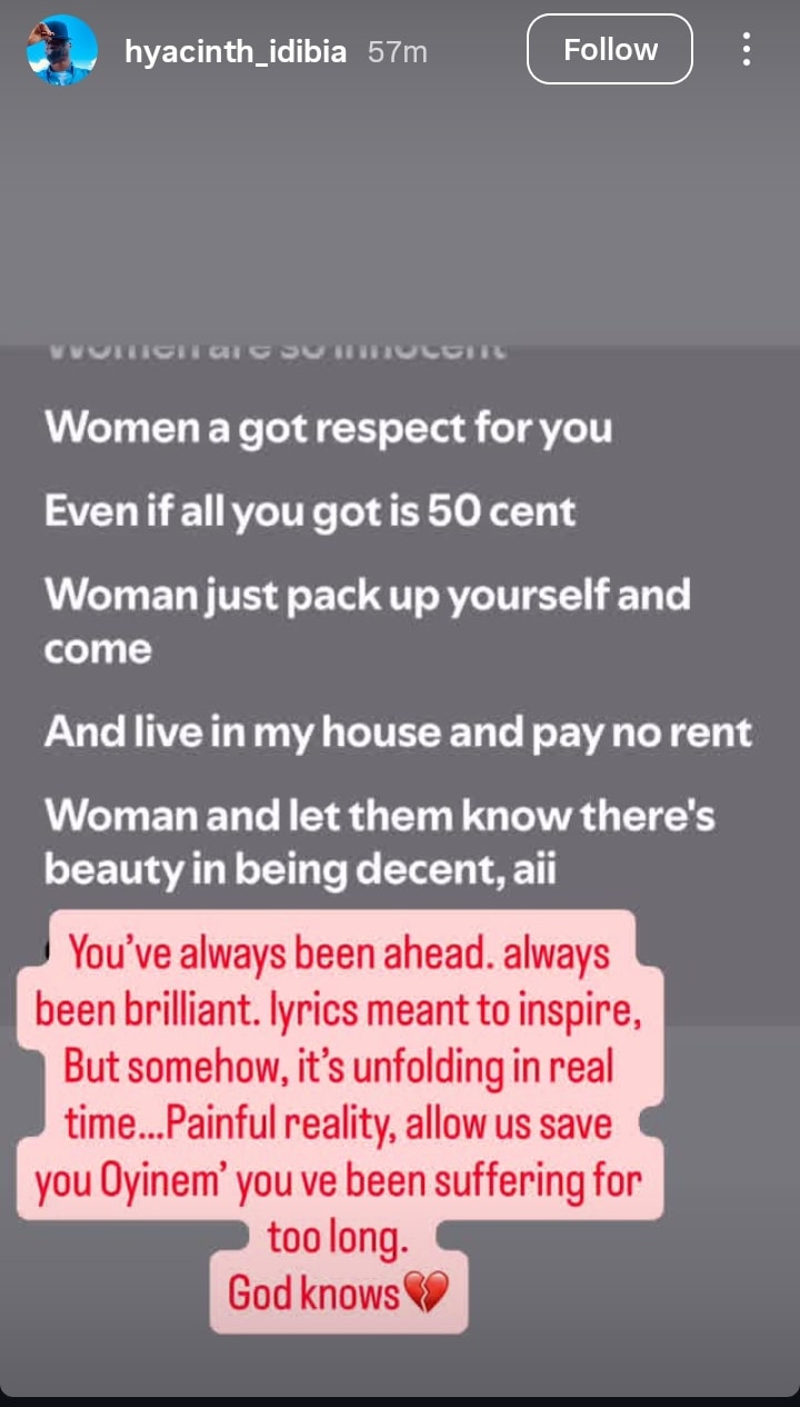 Hyacinth Idibia writes to 2baba