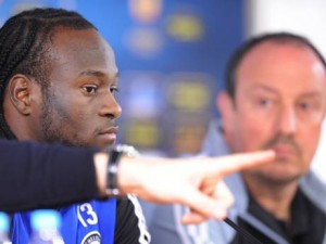 Victor Moses at the Press Conference with Benitez.