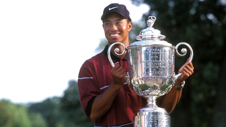 With Tiger Woods set to compete in this week's PGA Championship, check out highlights from his four previous wins at the tournament