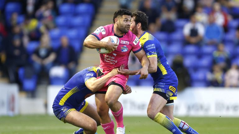 The best of the action from the Super League clash between Warrington Wolves  and Leeds Rhinos