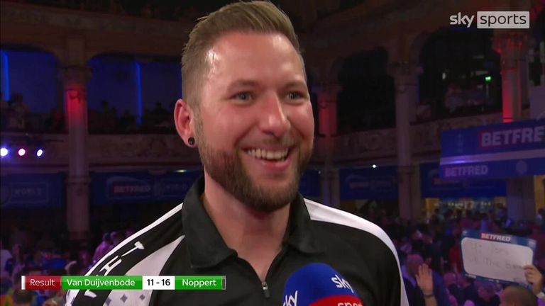 Danny Noppert could not contain his delight after booking his first ever World Matchplay semi-final slot with a win over Dirk van Duijvenbode.