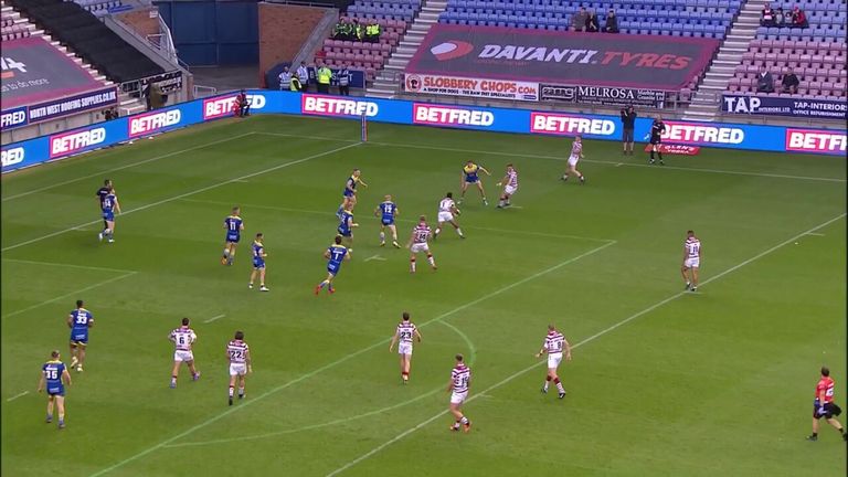 Sam Halsall finished for a superb try in Wigan Warriors' win over Warrington Wolves