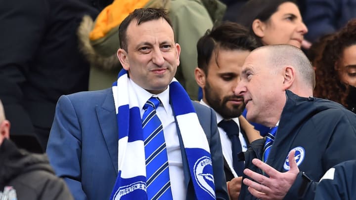 Brighton chairman Tony Bloom talking to deputy chairman Paul Barber