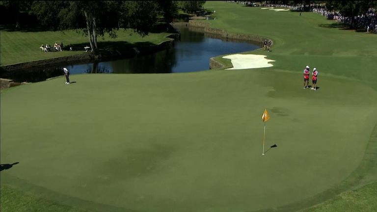 Sam Burns nailed an 80-foot eagle to win a hole for Team USA during the Friday fourballs at the Presidents Cup