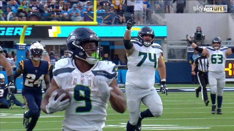 Seattle Seahawks rookie running back Kenneth Walker scores and incredible 74-yard touchdown against the Los Angeles Chargers.