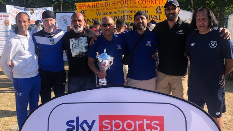 GNG Leicester&#39;s Ashvir Singh Johal (second from left) - West Ham&#39;s Rashid Abba (far right)