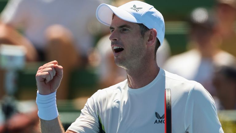 Andy Murray reacts after beating China&#39;s Zhang Zhizhen at Kooyong Classic in Melbourne (Associated Press)