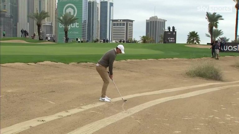 Rory McIlroy hit this amazing shot to hole out from the sand which helped propel him to an opening-round 66 at the Hero Dubai Desert Classic