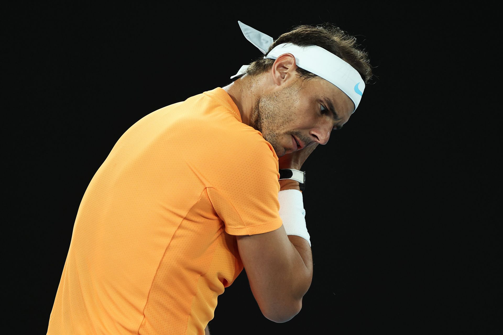 The 22-time Major champion reacts during his 2023 Australian Open match against Mackenzie McDonald.