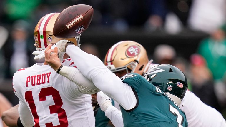 Fourth string quarterback Josh Johnson is in for the San Francisco 49ers after Brock Purdy appeared to suffer an elbow injury on a Haason Reddick sack.