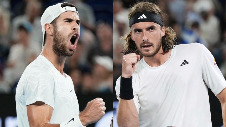 Karen Khachanov and Stefanos Tsitsipas at the Australian Open