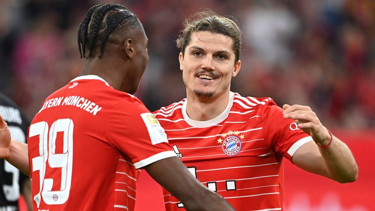 Marcel Sabitzer celebrates after scoring against Freiburg