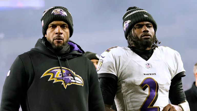 Tyler Huntley (right) impressed for Ravens - but lost the ball, before Hubbard completed a 98-yard fumble return