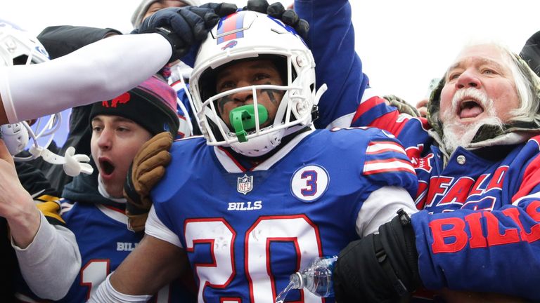 Brian Baldinger says Nyheim Hines' two kick-off return TDs in the Bills' first game back following Damar Hamlin's cardiac arrest was a