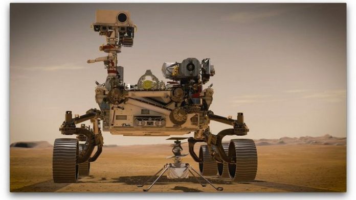 Mars rover leaving