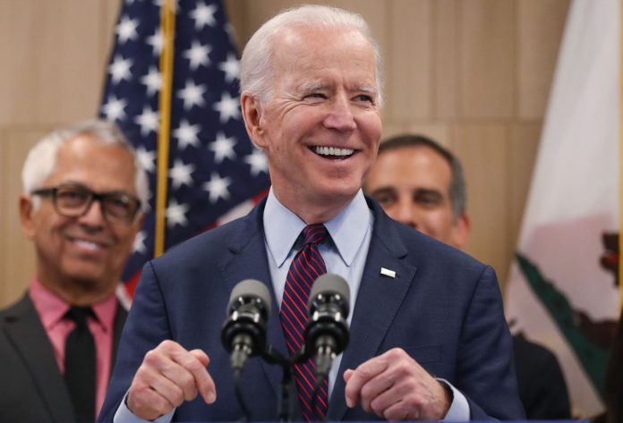 Joe Biden meets African-American woman Joe Biden meets African-American woman