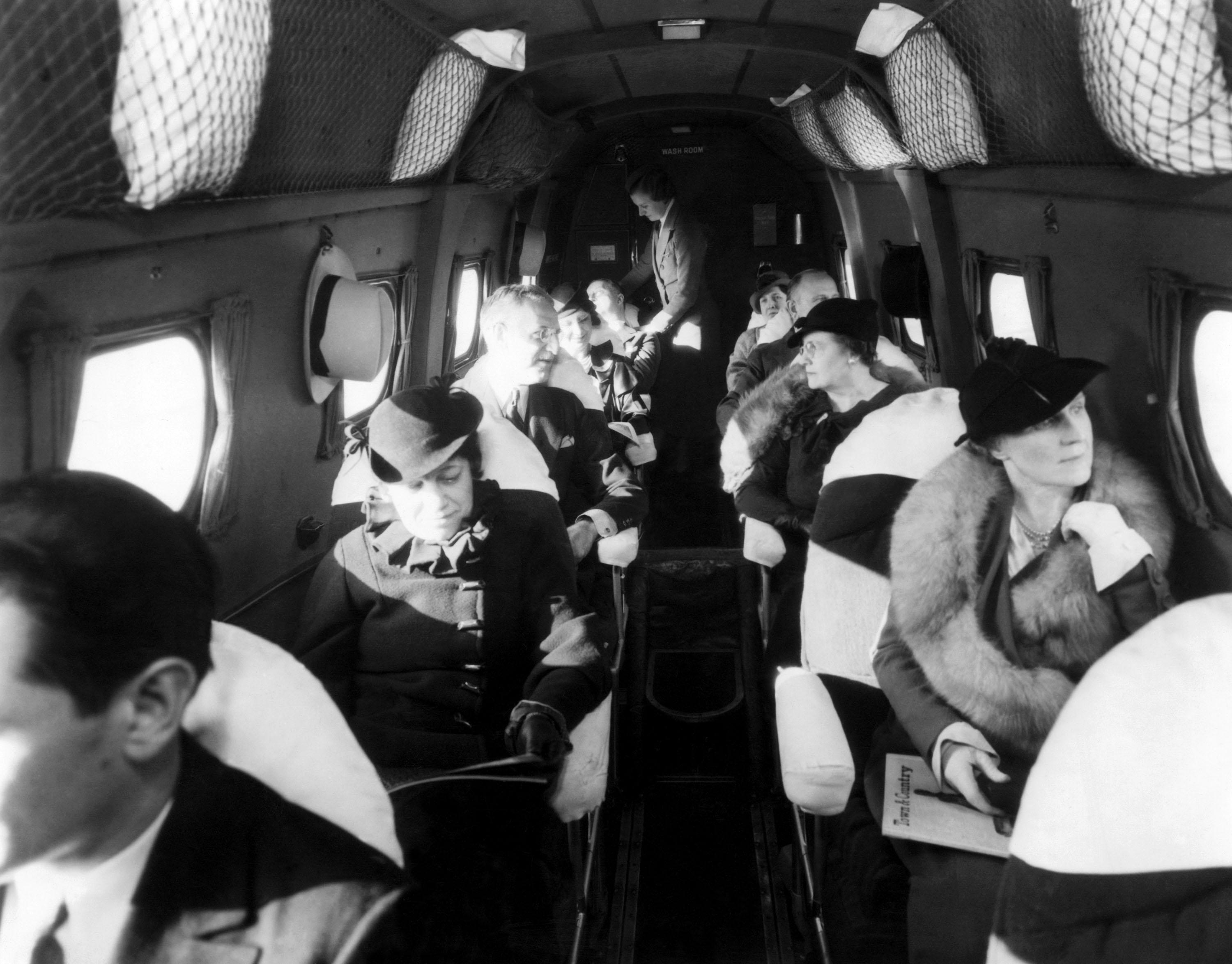 Interior of United Airlines plane - the cabins were still very chilly as they had very little heating