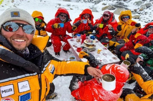 Mount Everest climbers hold world's highest tea party
