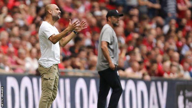 The only previous Wembley meeting between Pep Guardiola's City and Jurgen Klopp's Liverpool was the 2019 Community Shield
