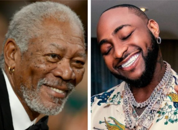 Morgan Freeman (Image via Getty/ Kevin Winter) and Davido (Credit: Instagram/@davido)