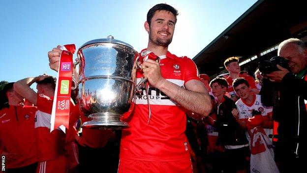 Derry captain Chrissy McKaigue will the Anglo-Celt Cup