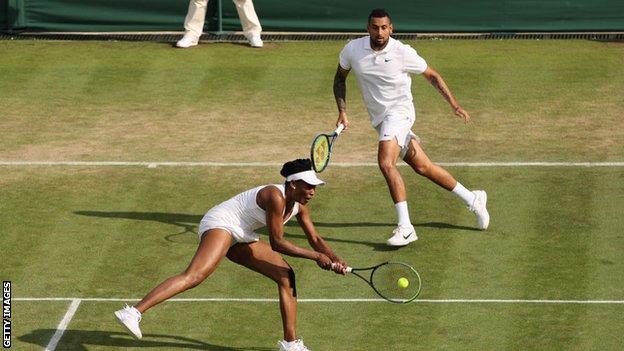 Venus Williams played with Nick Kyrgios at Wimbledon last year but the Australian had to withdraw after one win together because of an injury