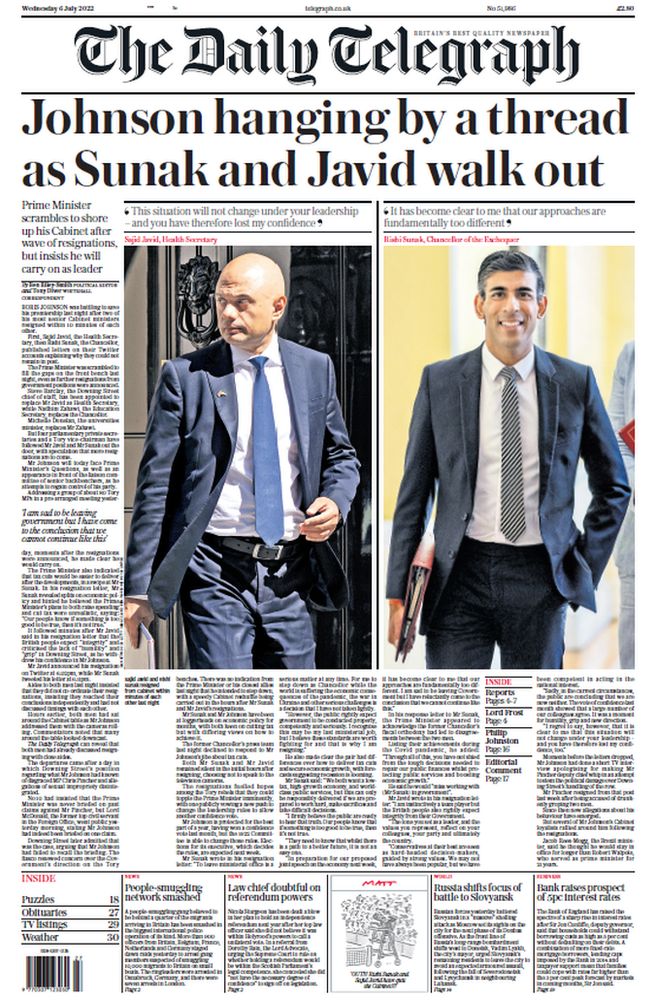 The Telegraph front page